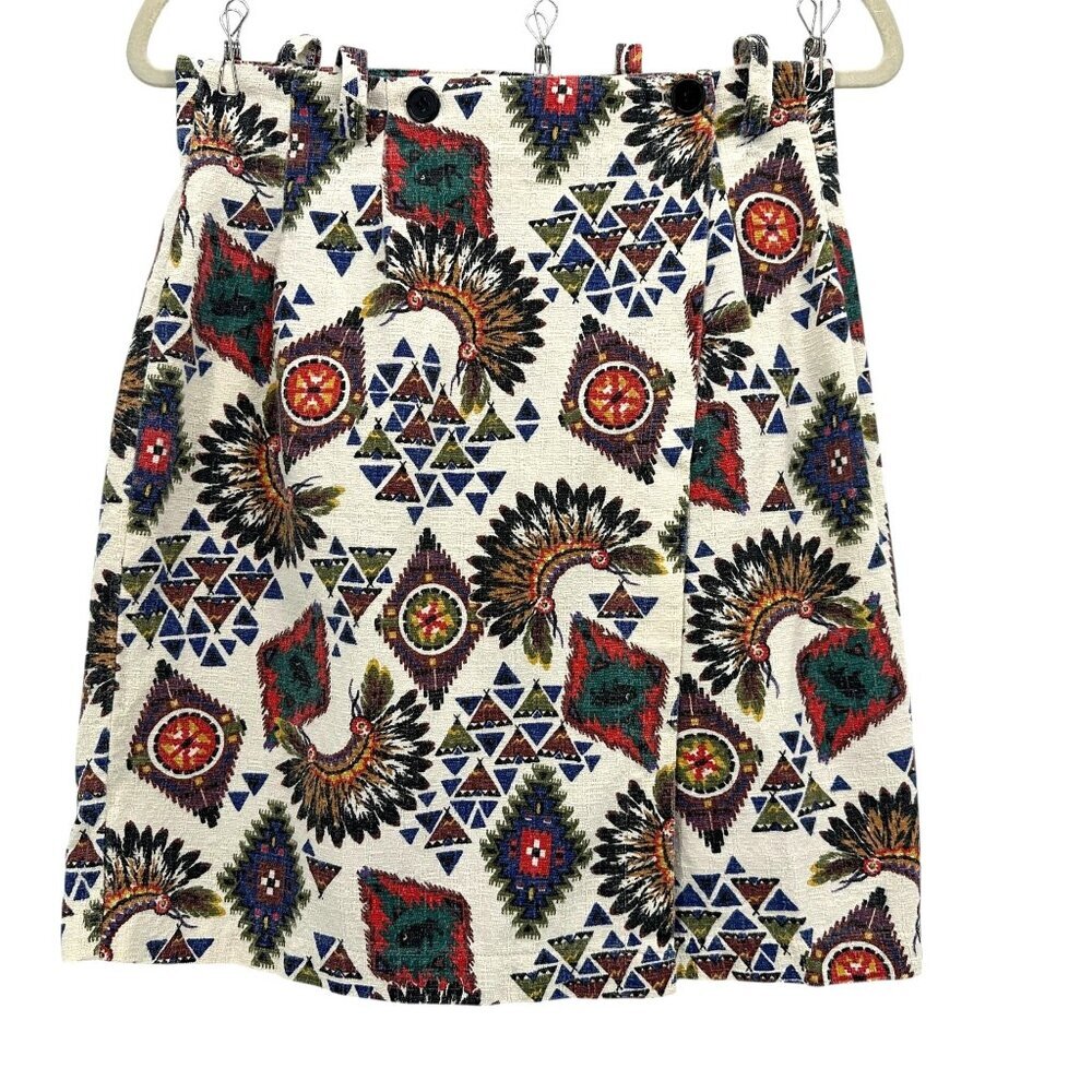 Vintage Sas'sa Womens 11/12 Skirt Western Aztec Native American Headdress